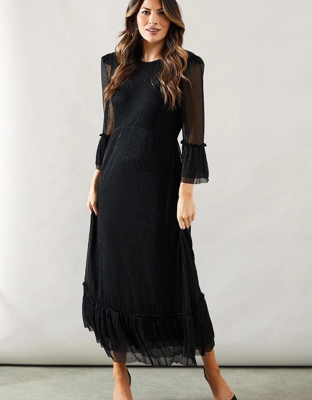 Occasion Plisse Ruffle Sleeve Midaxi Dress, 2 of 1