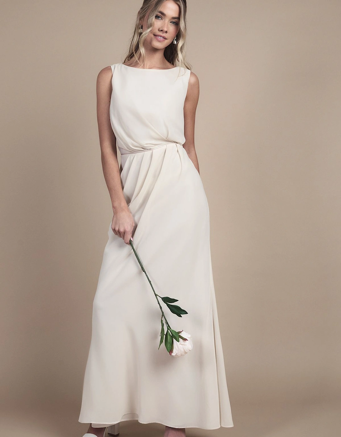 Teen Bridesmaid Ruched Detail Satin Maxi Bridesmaid Dress, 2 of 1