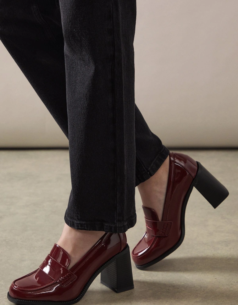 Bai Faux Patent Leather High Heel Penny Loafers