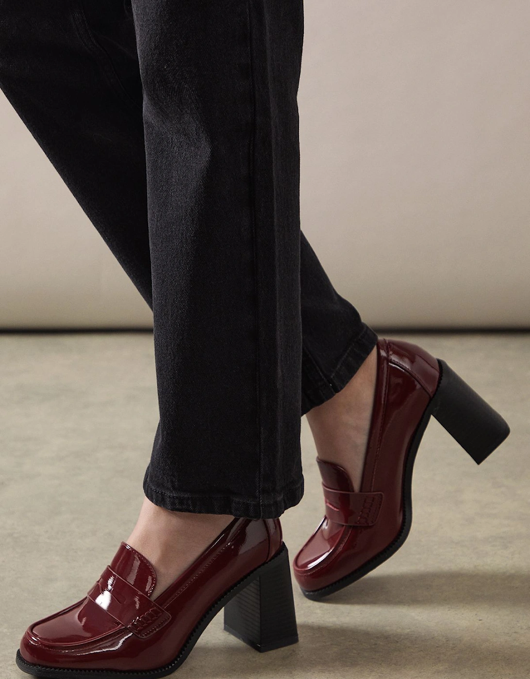 Bai Faux Patent Leather High Heel Penny Loafers, 2 of 1