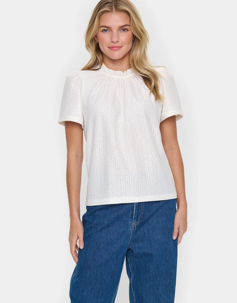 JovitaSZ High Neck Short Sleeve Blouse