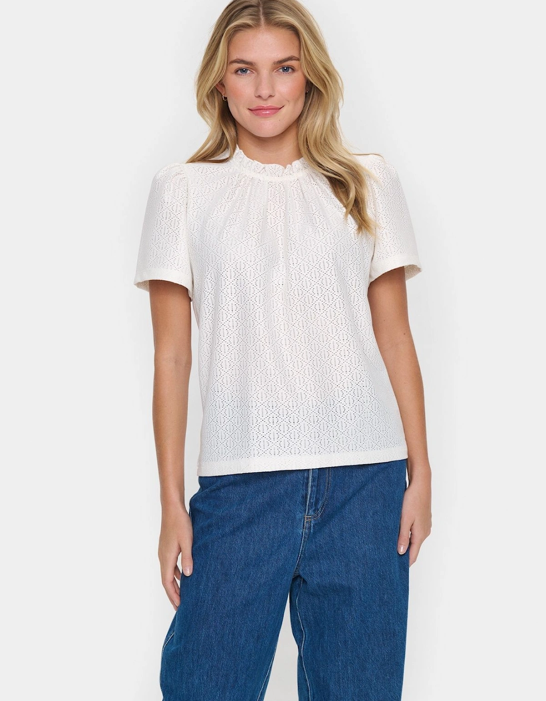 JovitaSZ High Neck Short Sleeve Blouse, 2 of 1