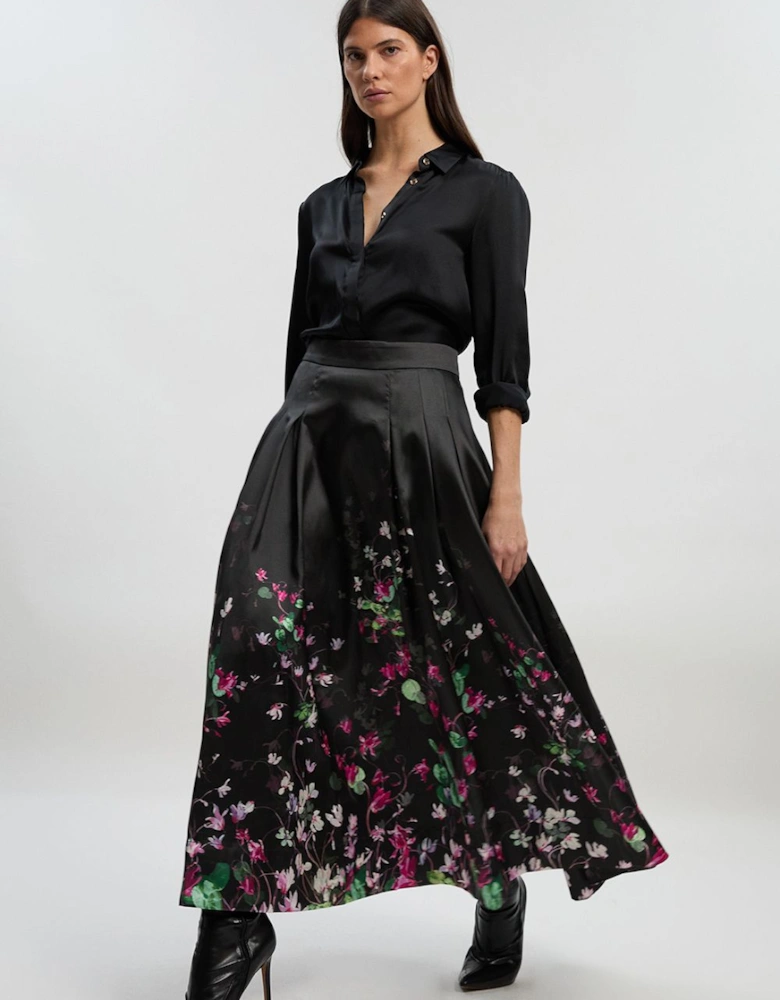 Scattered Floral Twill Prom Skirt