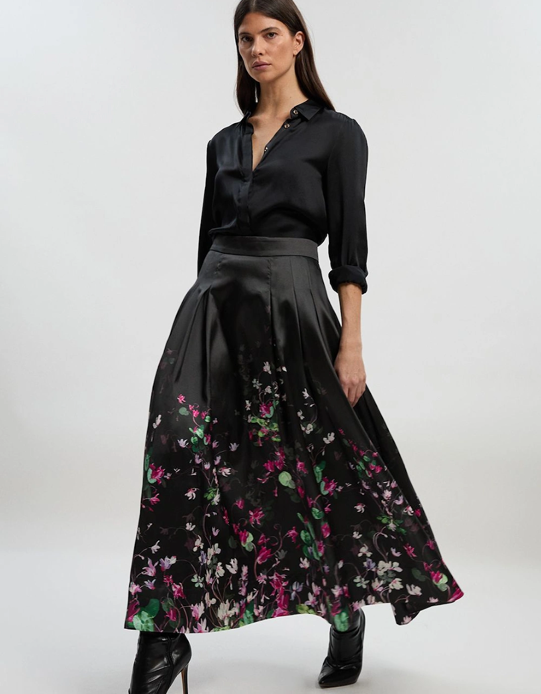 Scattered Floral Twill Prom Skirt, 2 of 1