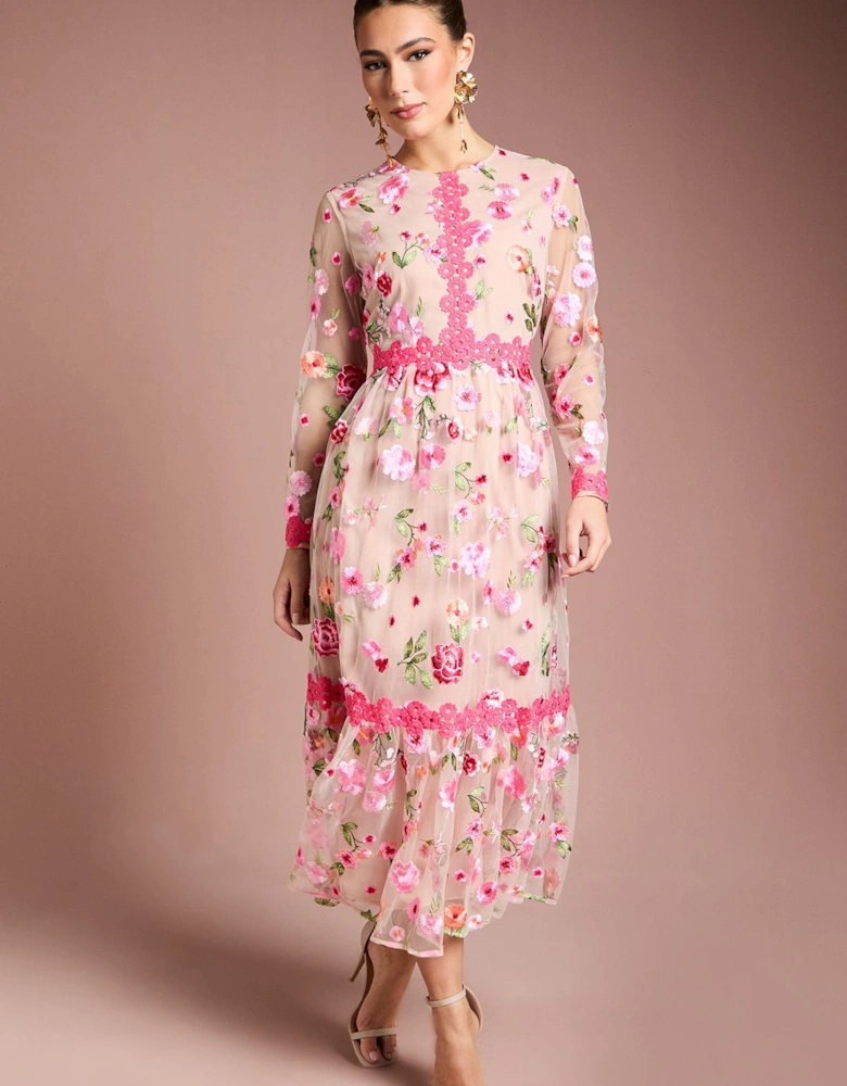 Embroidered Floral Maxi Dress