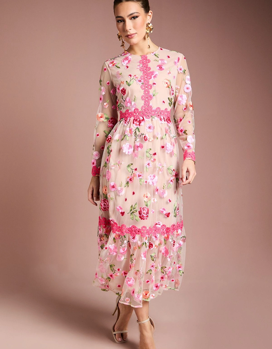 Embroidered Floral Maxi Dress, 2 of 1