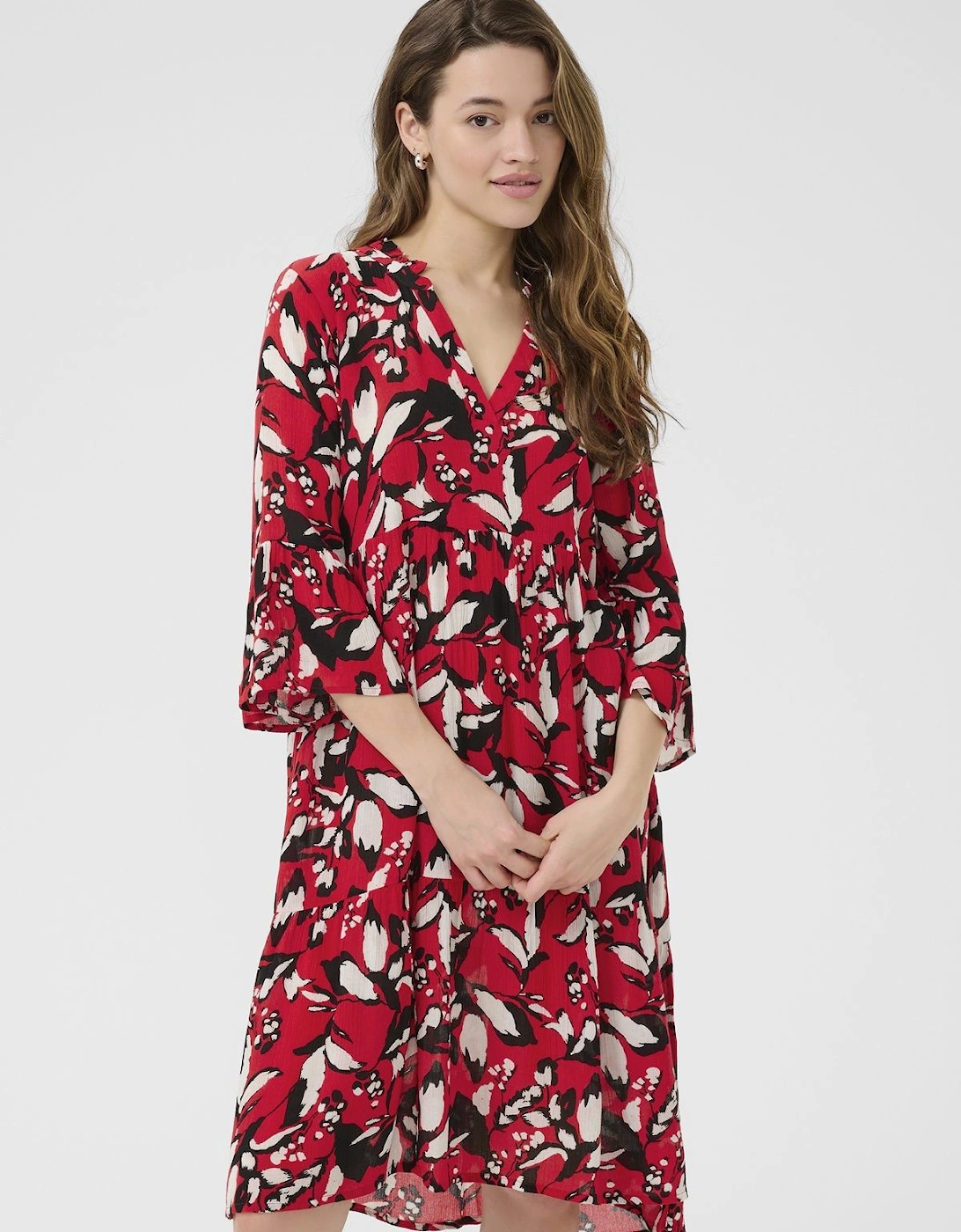Hera V-Neck Knee-Length Printed Dress, 2 of 1