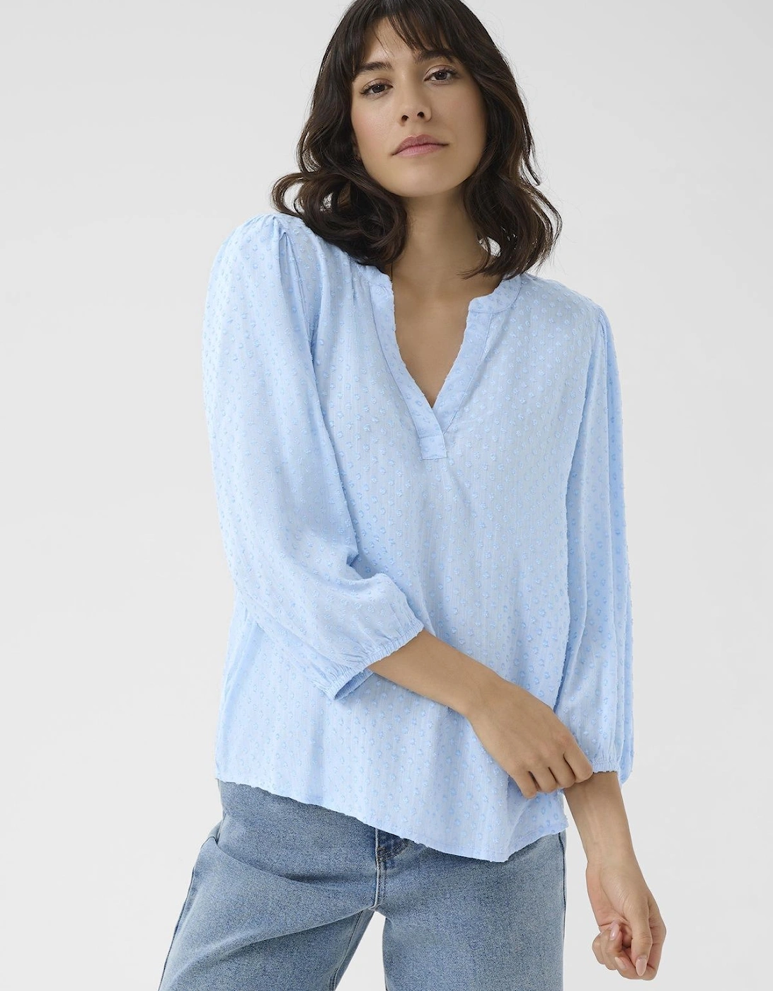 KAannika 3/4 Sleeve V-Neck Blouse, 2 of 1