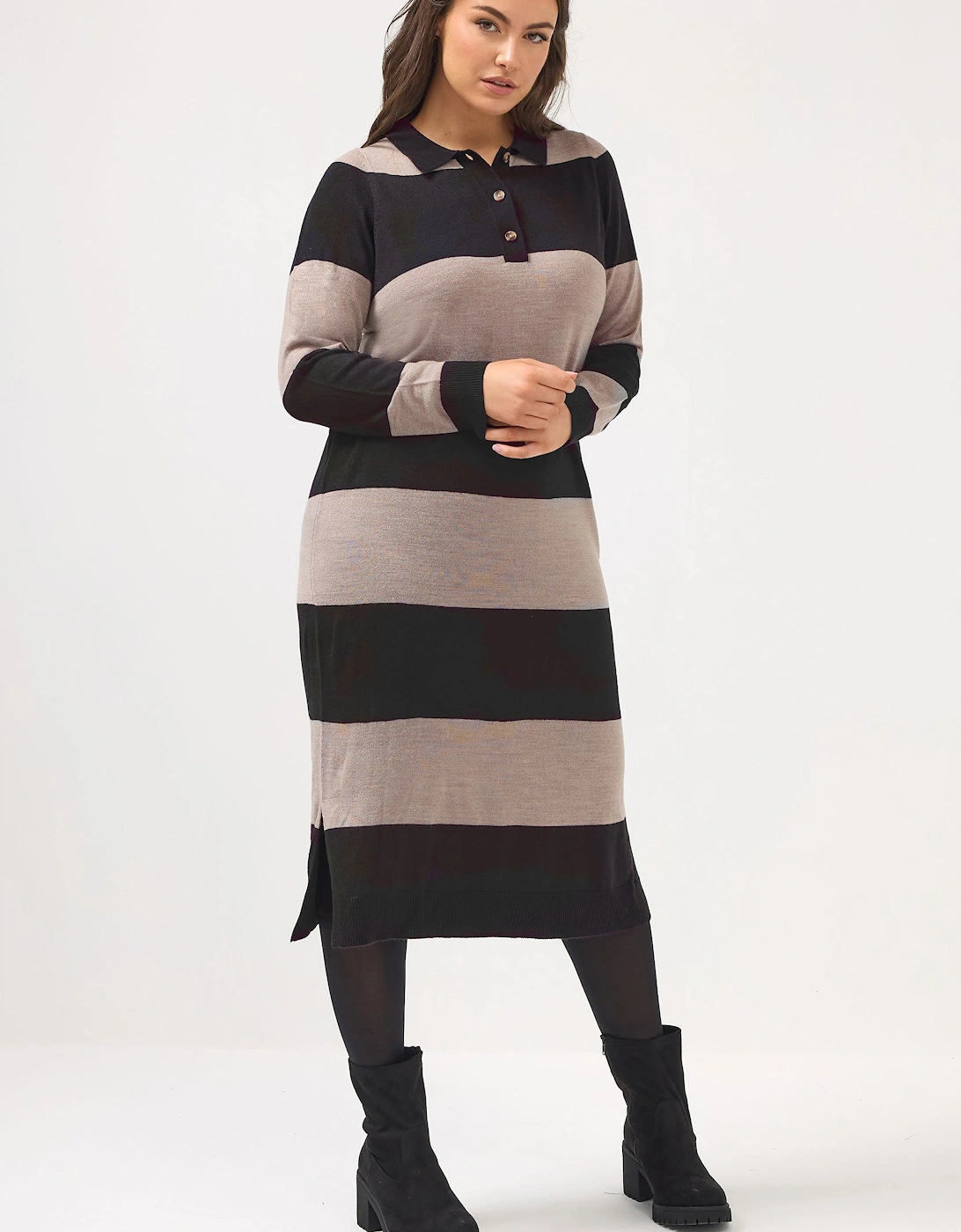 Rugby Collar Knitted Jumper Dress, 2 of 1