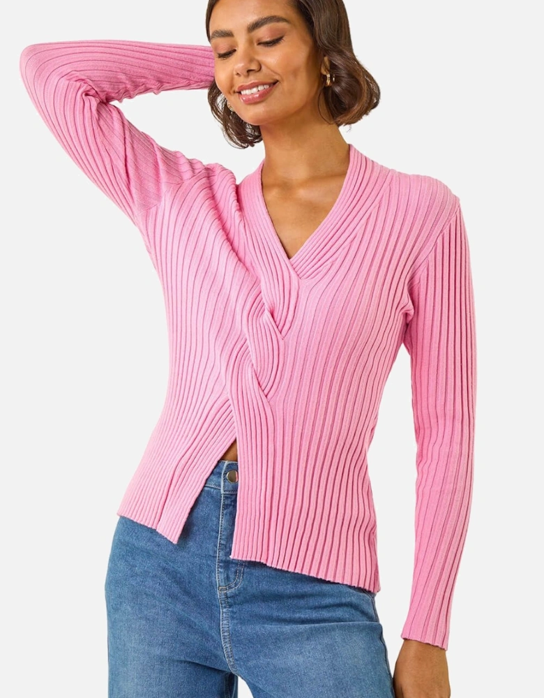 Cable Split Detail Rib Jumper