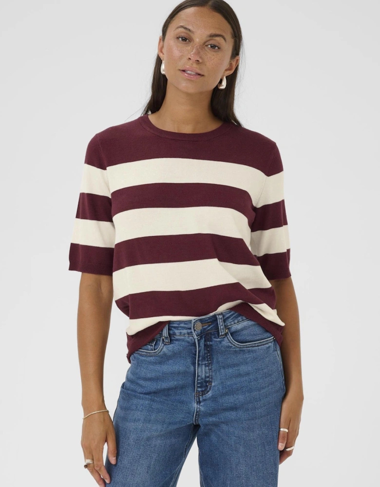 KAlizza Striped Short Sleeve Knit Top
