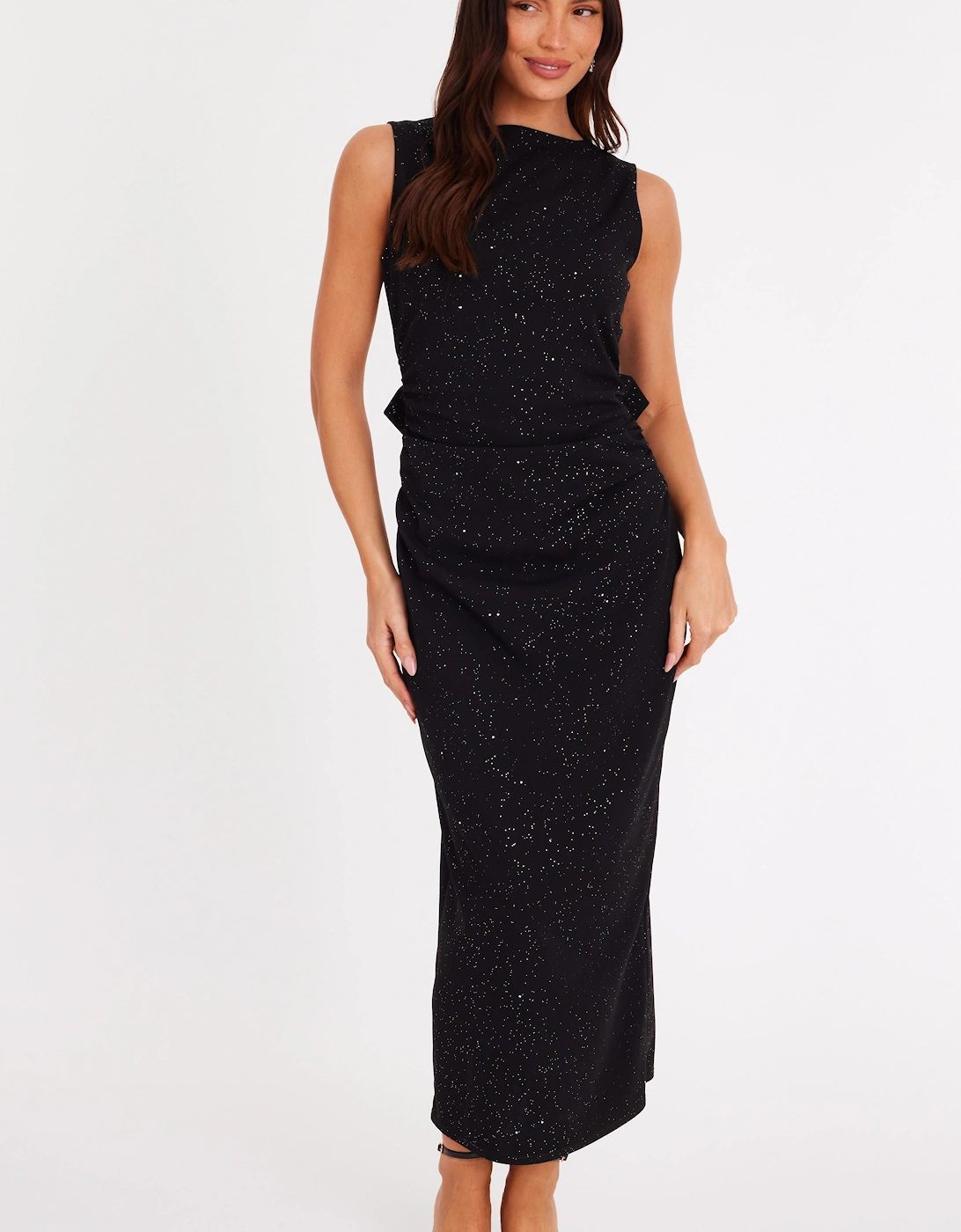Black Glitter Bow Midaxi Dress, 2 of 1