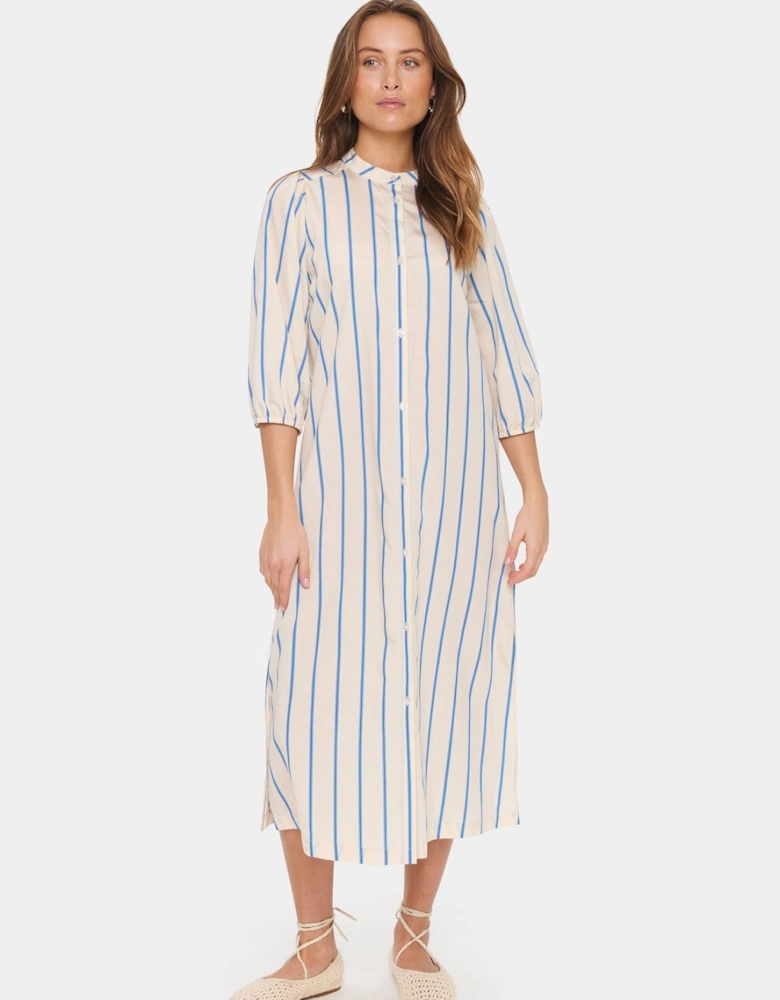 KotrinaSZ Striped 3/4 Sleeve Shirt Dress