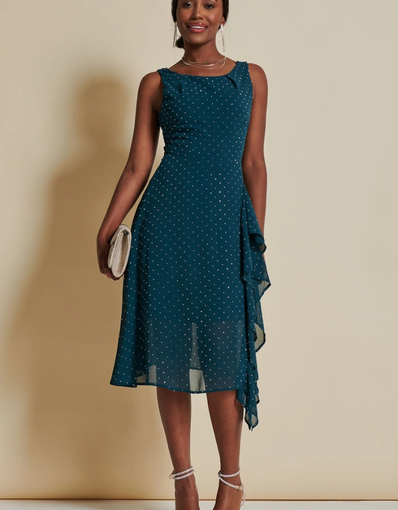 Embellished Frill Hem Chiffon Dress