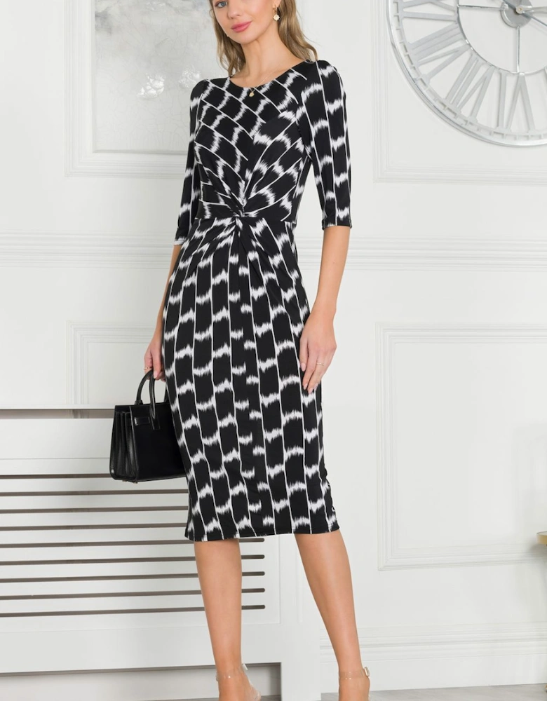 Qyara Jersey Twist Bodycon Midi Dress