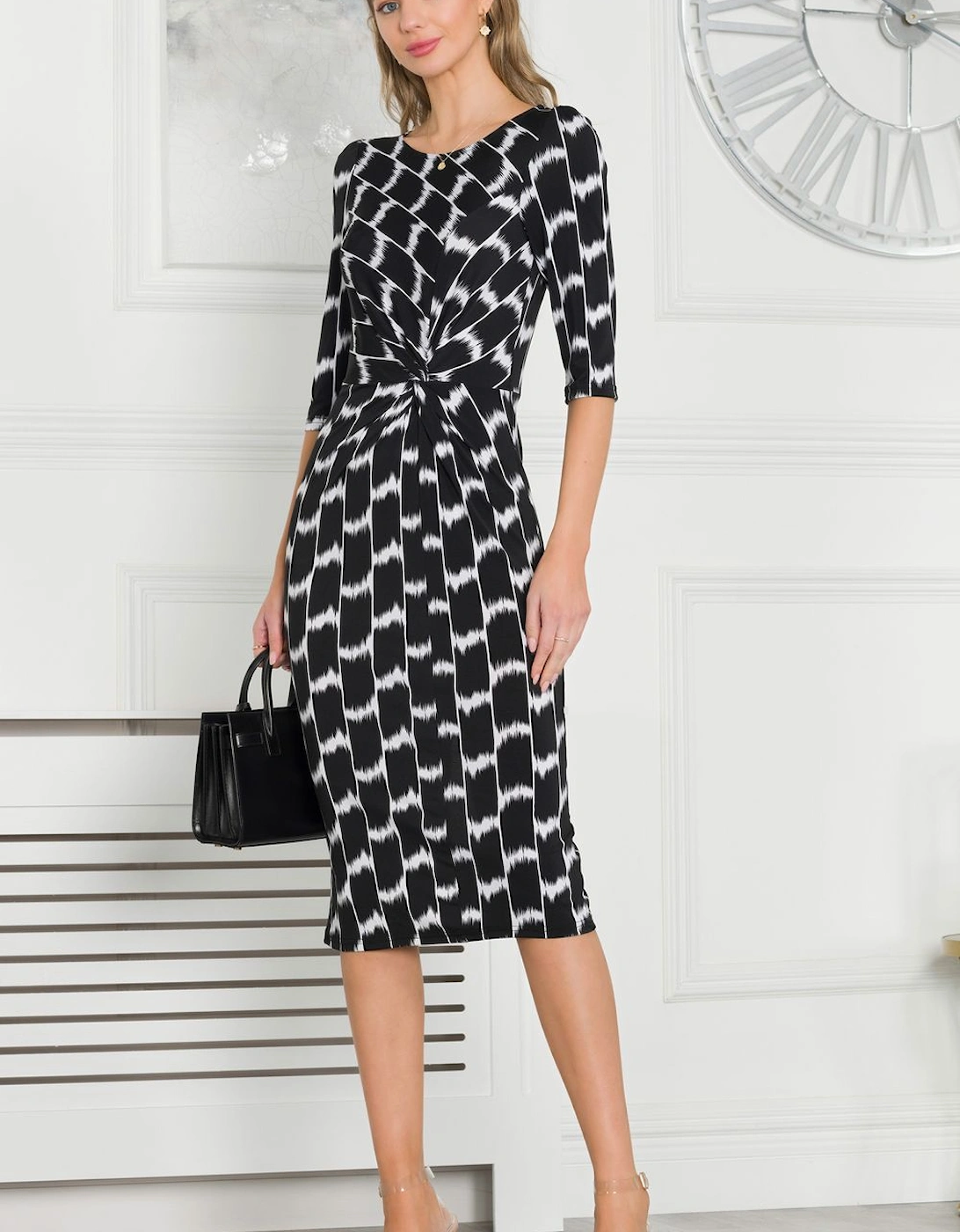 Qyara Jersey Twist Bodycon Midi Dress, 2 of 1