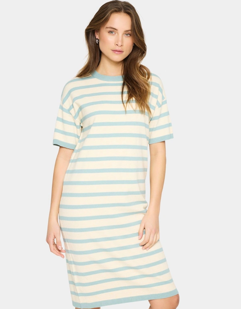LikamSZ Short Sleeve Striped Midi Dress