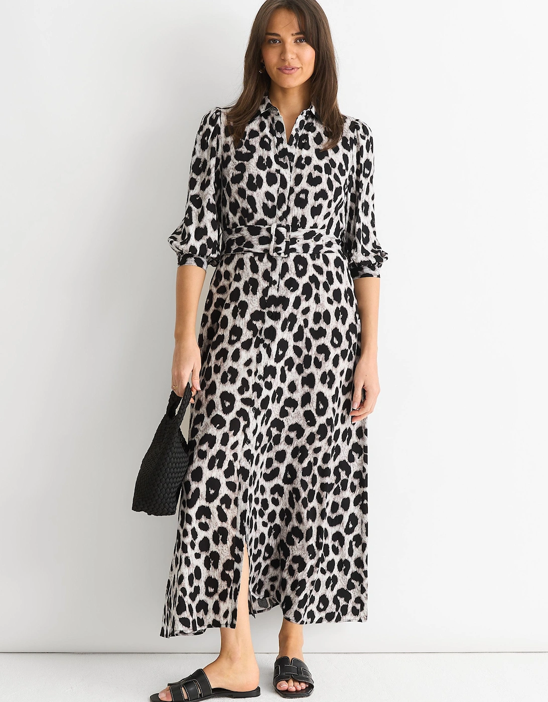 Grey Animal Print Shirt Maxi Dress, 2 of 1
