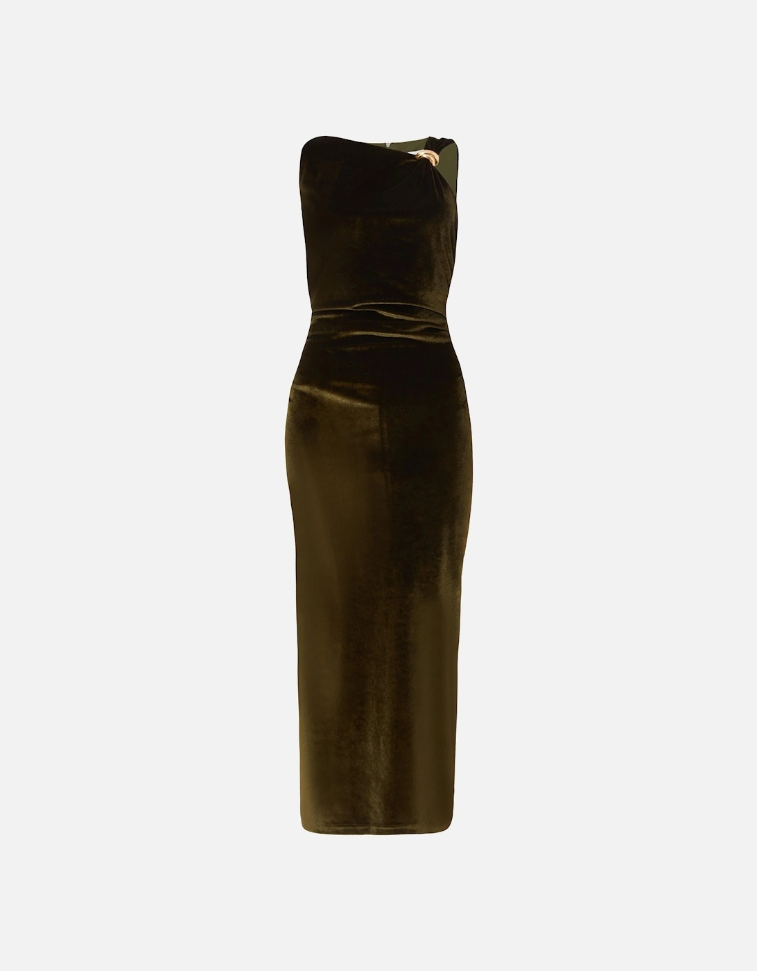 Green Velvet Asymmetric Midaxi Dress, 2 of 1