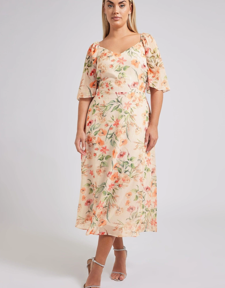 Floral Metallic Maxi Dress