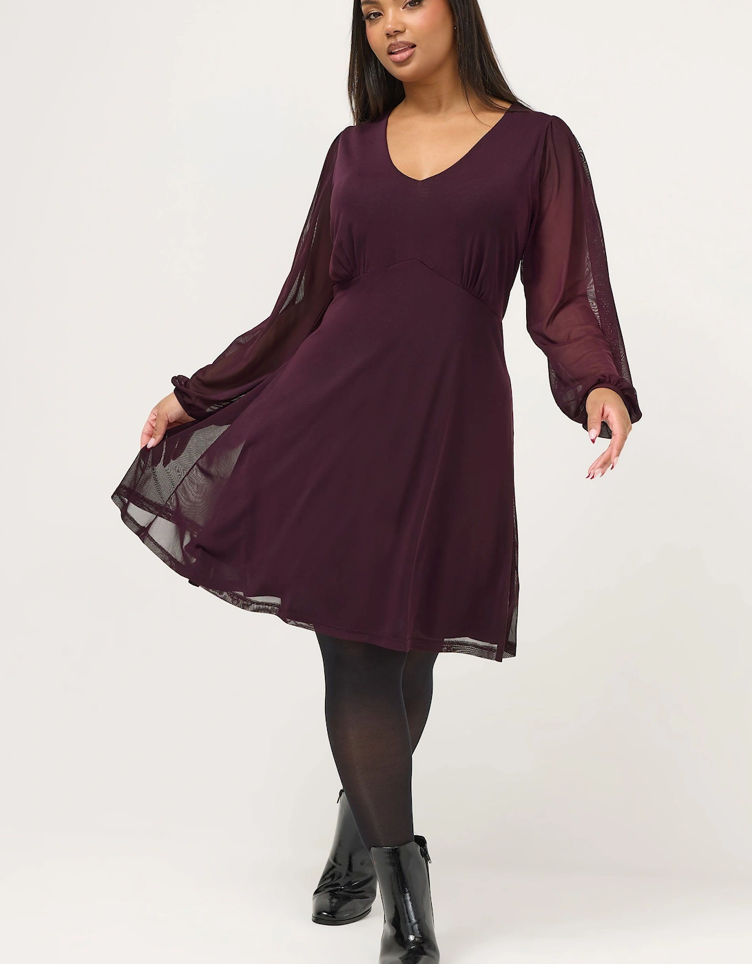 Mesh Sleeve Mini Dress, 2 of 1