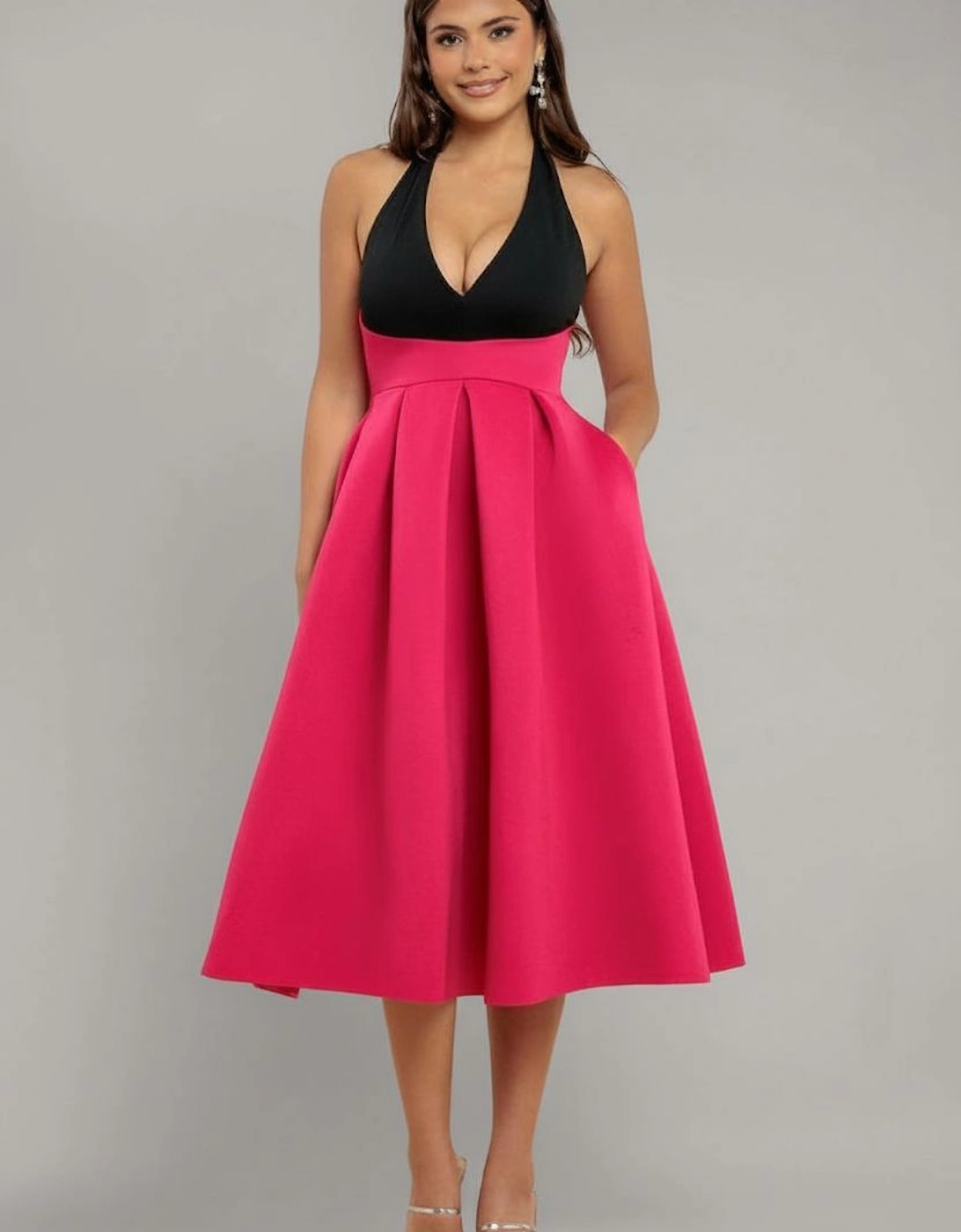 Halter Neck Pleated A Line Midaxi Dress, 2 of 1