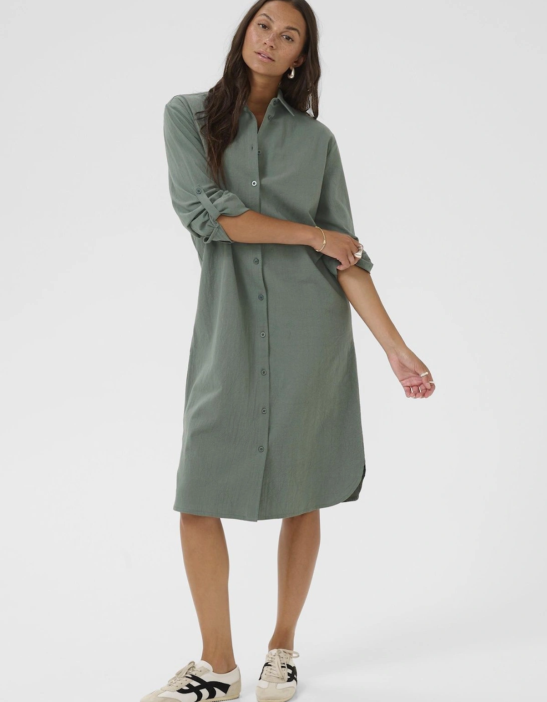 Naya Long Sleeve Midi Shirt Dress, 2 of 1