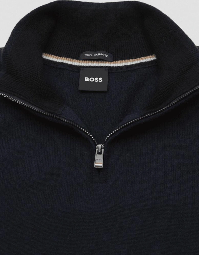 H-Hemarlo Wool Cashmere Navy Quarter Zip Knitwear