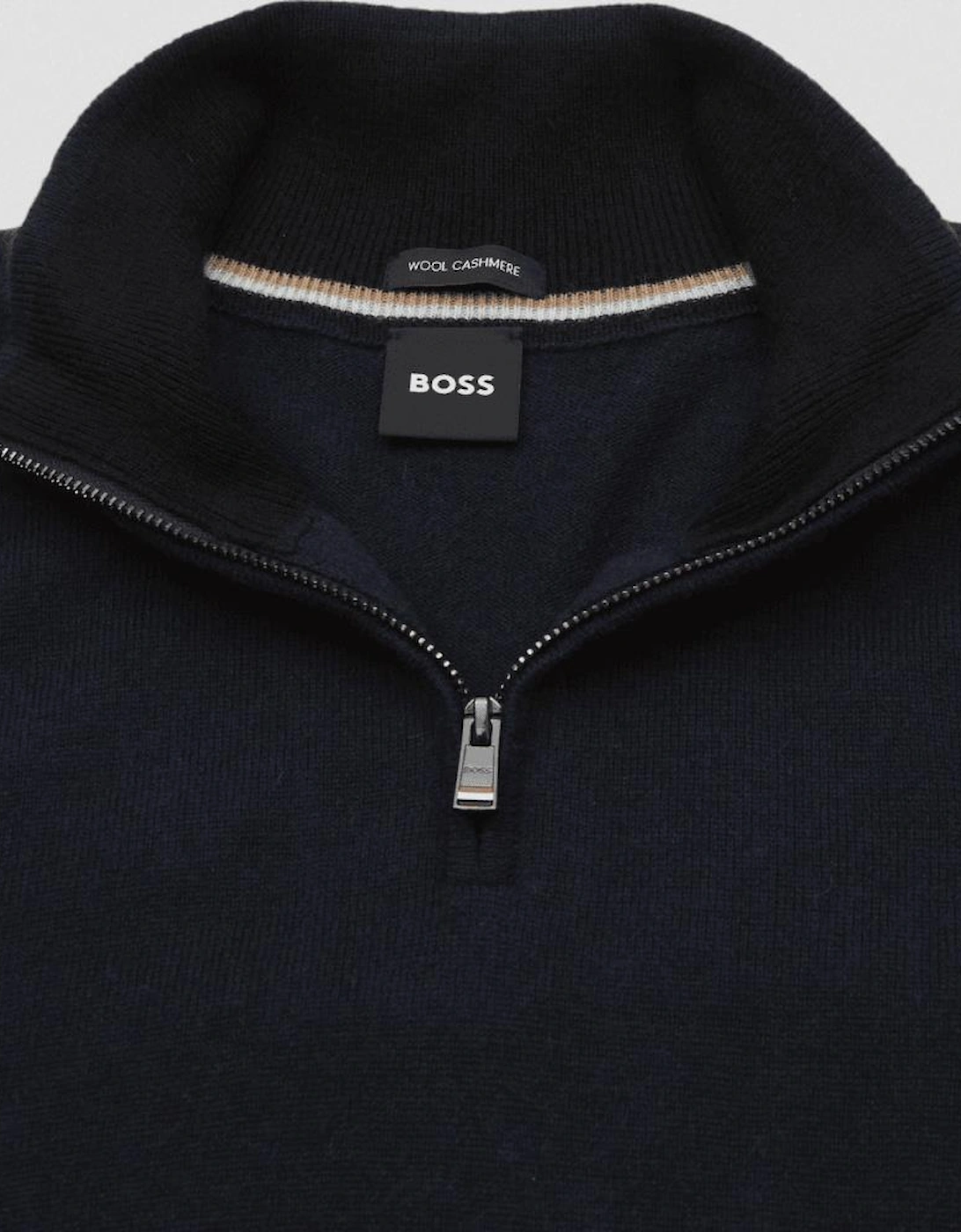 H-Hemarlo Wool Cashmere Navy Quarter Zip Knitwear