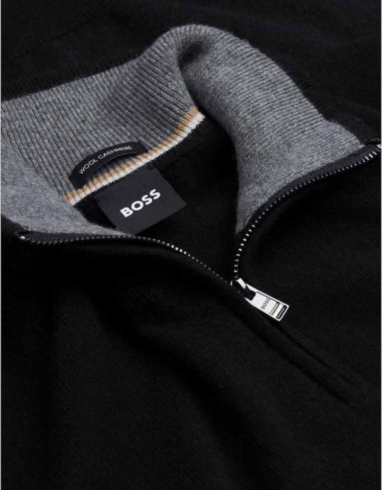 H-Hemarlo Wool Cashmere Black Quarter Zip Knitwear