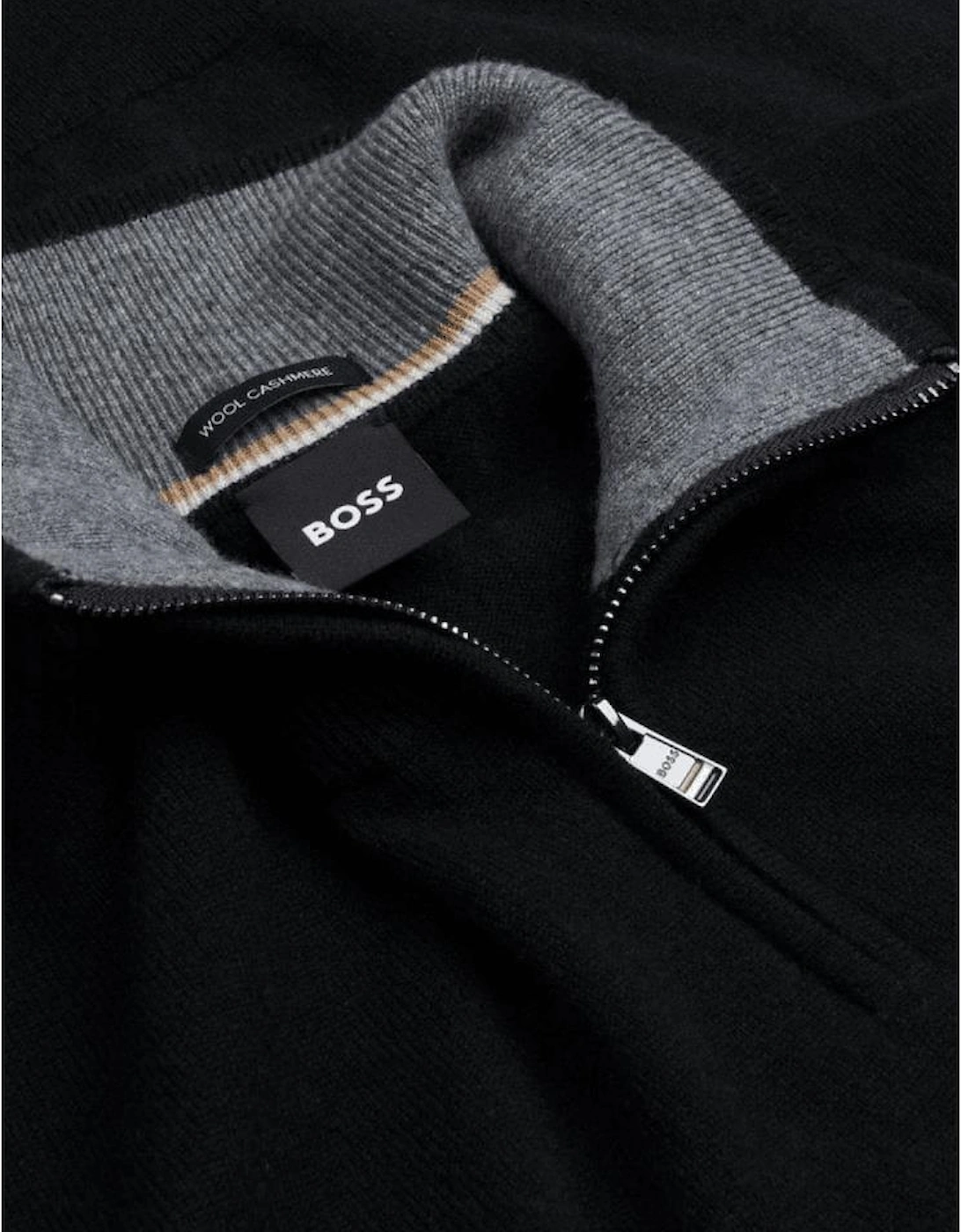 H-Hemarlo Wool Cashmere Black Quarter Zip Knitwear