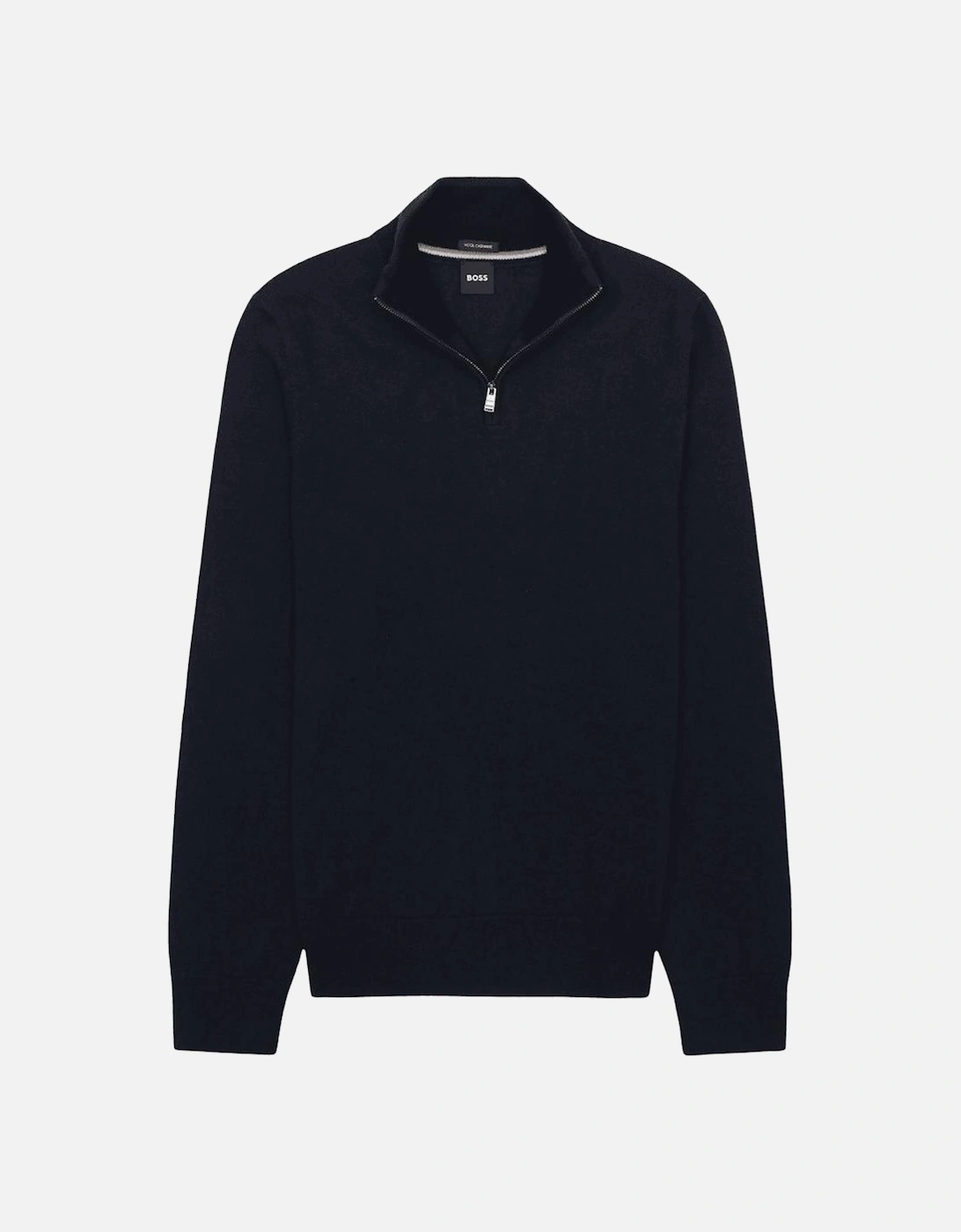 H-Hemarlo Wool Cashmere Navy Quarter Zip Knitwear, 4 of 3