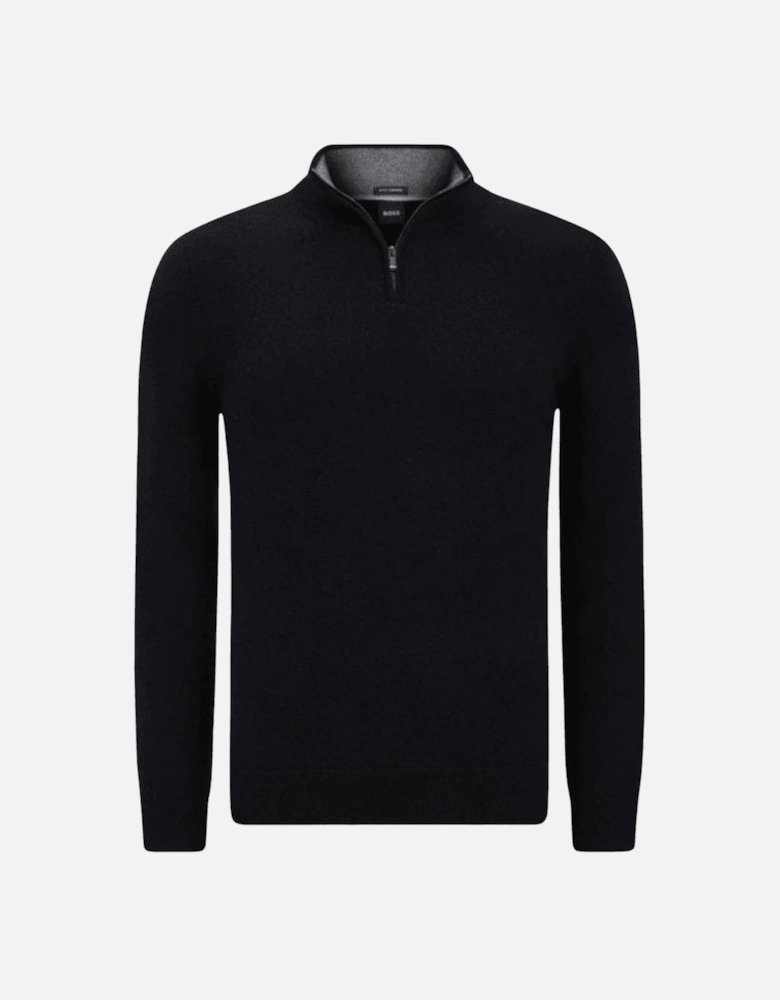 H-Hemarlo Wool Cashmere Black Quarter Zip Knitwear