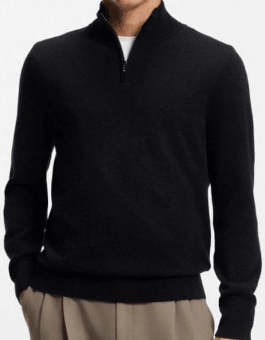H-Hemarlo Wool Cashmere Black Quarter Zip Knitwear