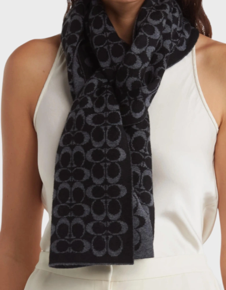 Signature Scarf Black Grey