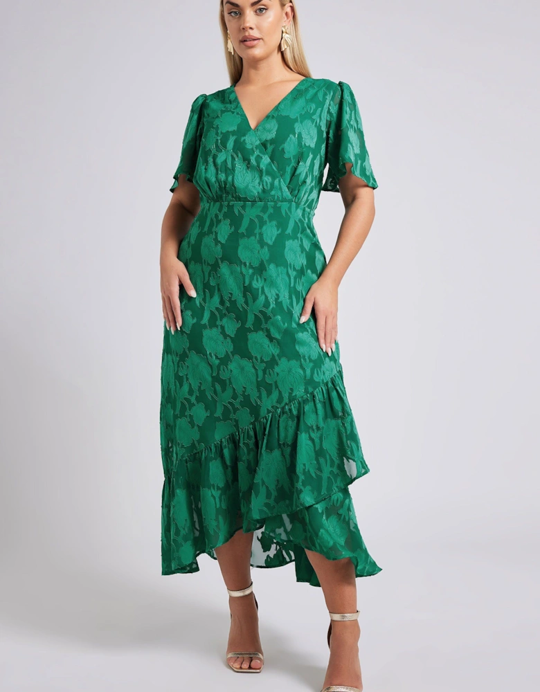 Jacquard Floral Wrap Dress