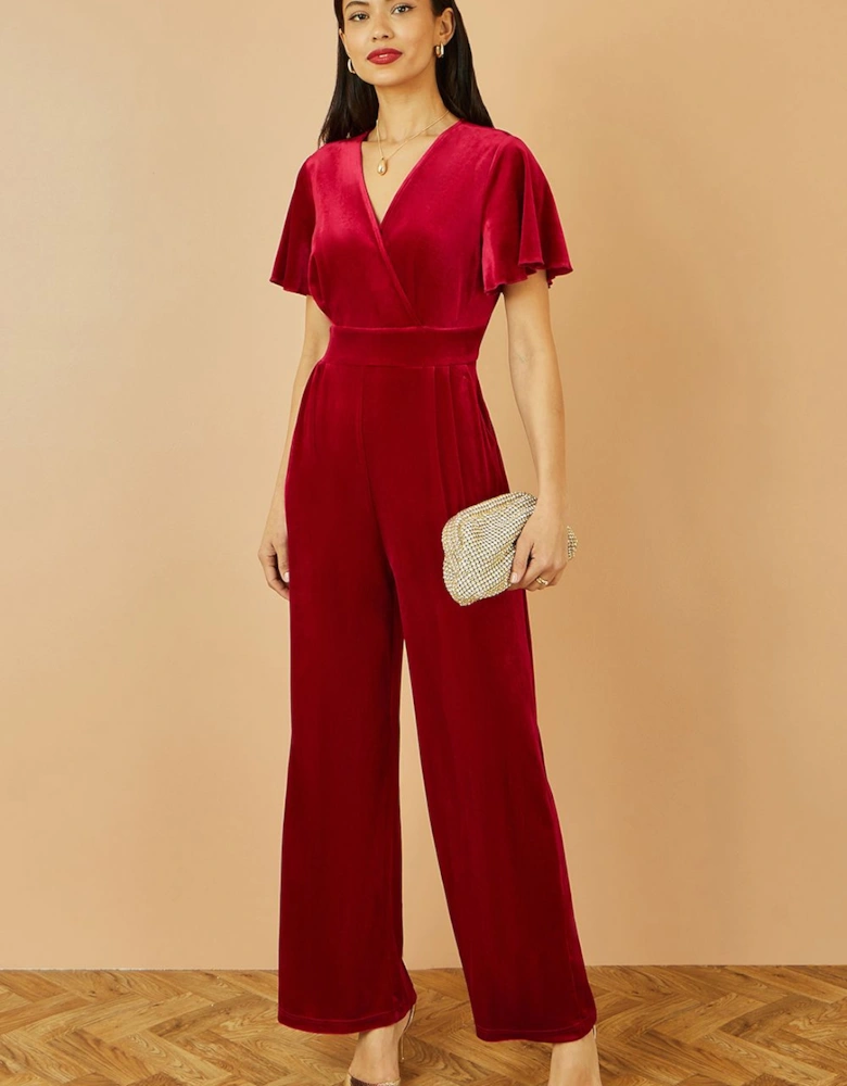 Red Jumpsuit With Angel Sleeves