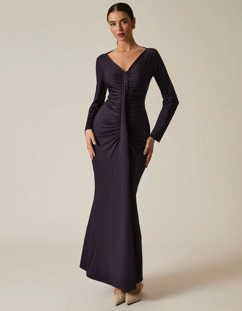 Navy Sculpted Maxi Dress