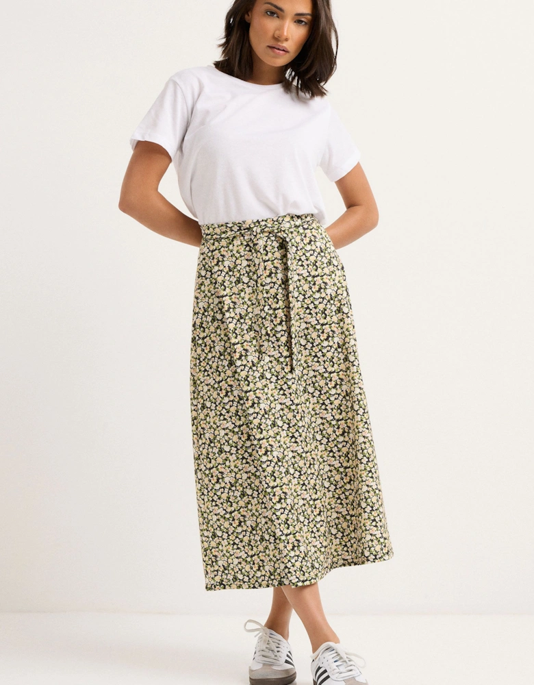 Petite Floral Tie Midi Skirt