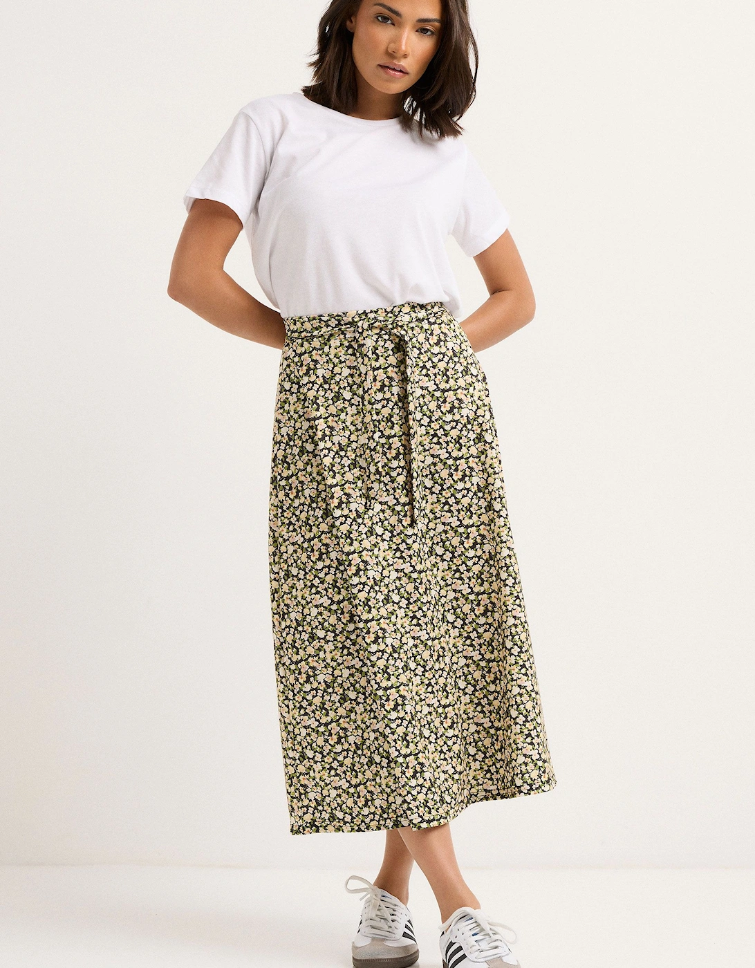 Petite Floral Tie Midi Skirt, 2 of 1