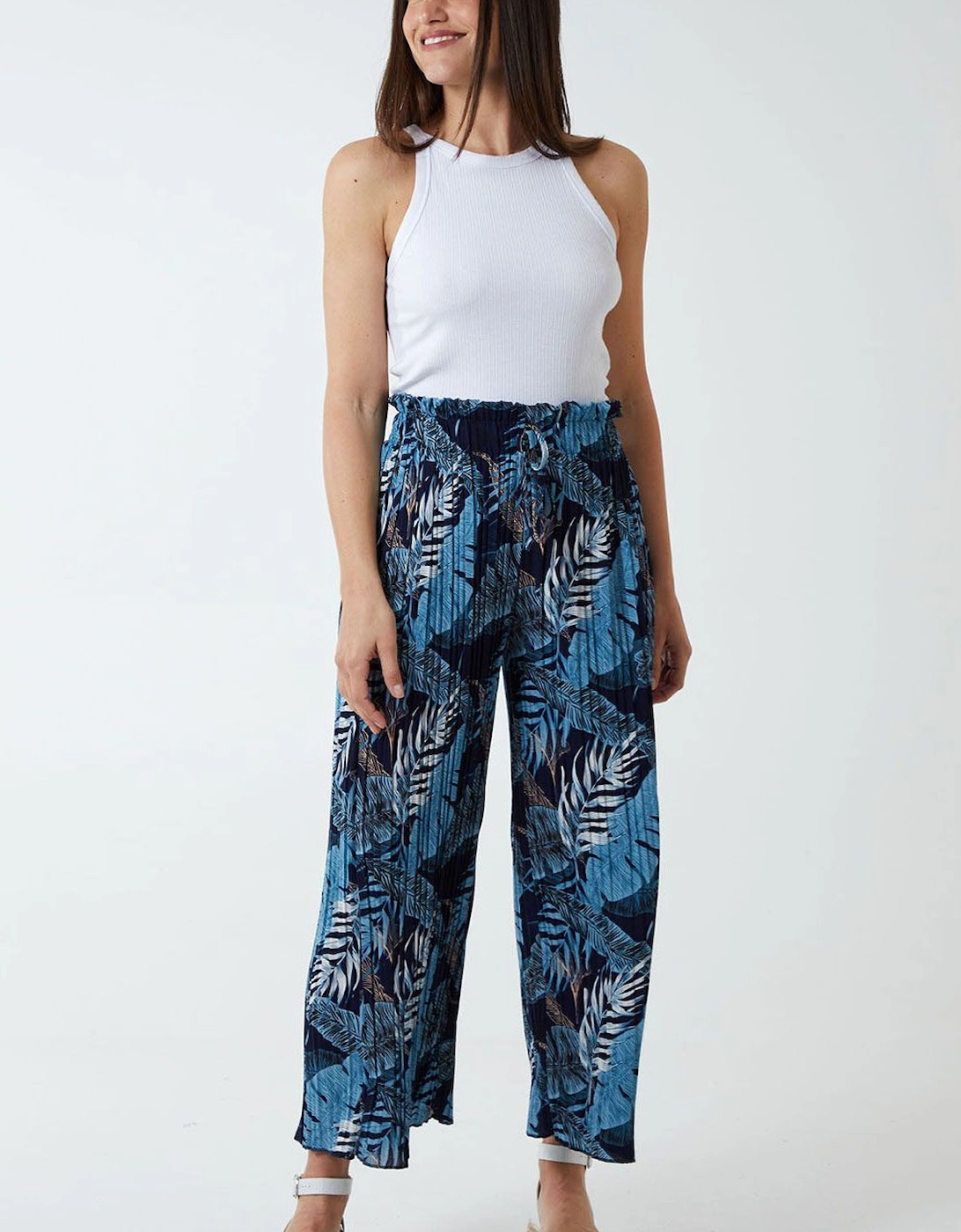 Tropical Print Pleated Wide Legs Trouser, 2 of 1