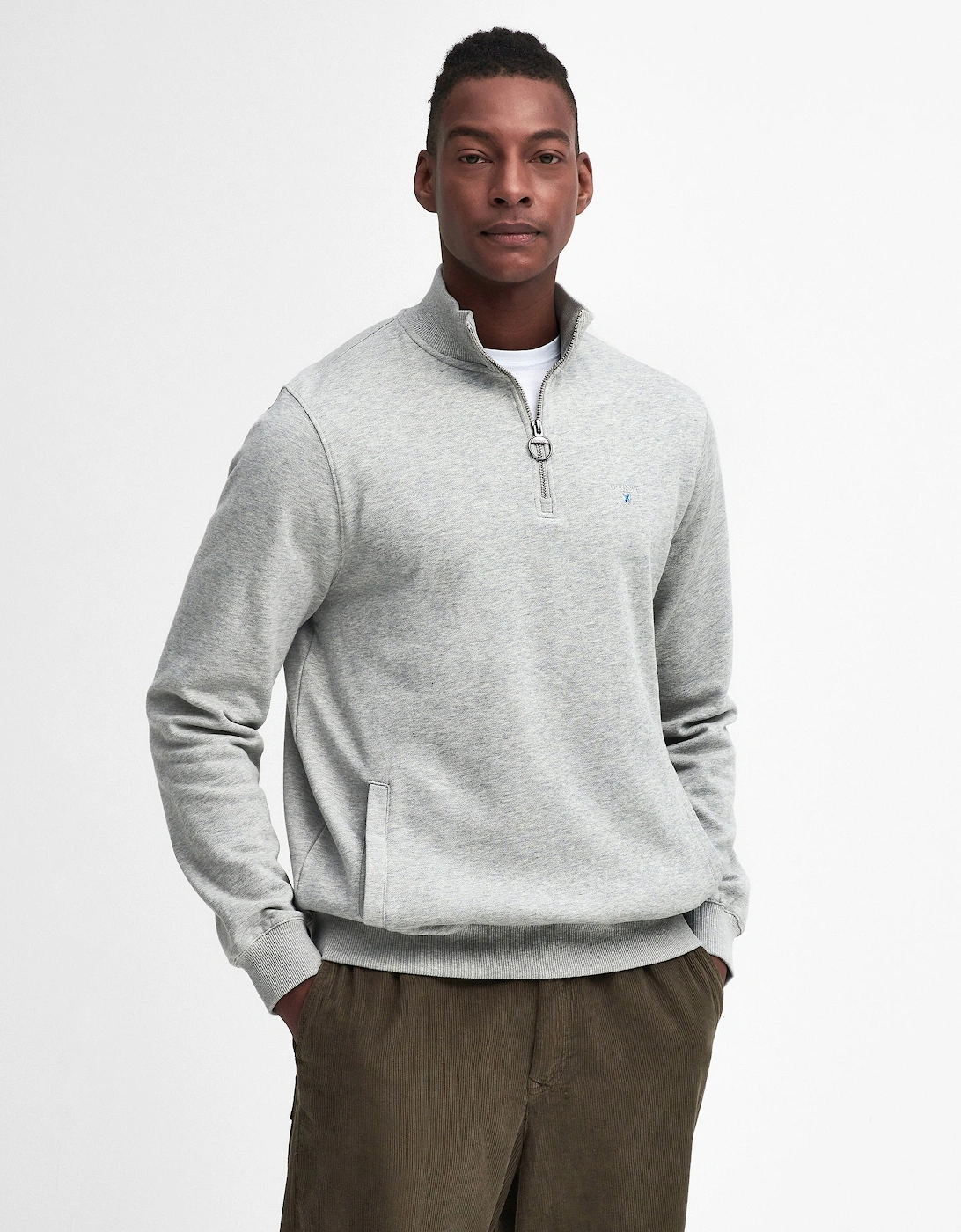 Men's Barbour Beckhill Mens Half Zip Sweatshirt - Grey Marl - Size: 38