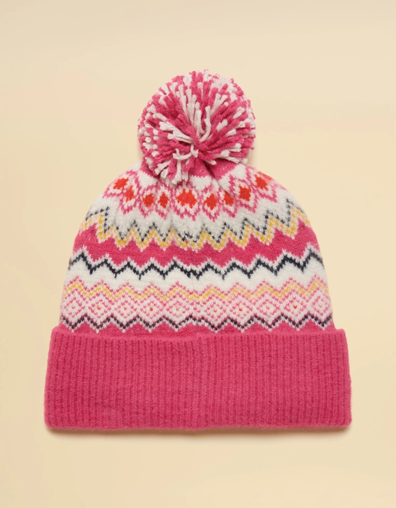 KARA BOBBLE Womens Beanie Hat Pink