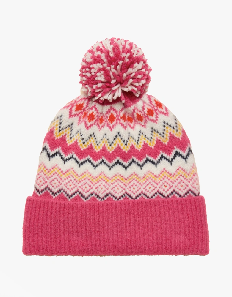 KARA BOBBLE Womens Beanie Hat Pink