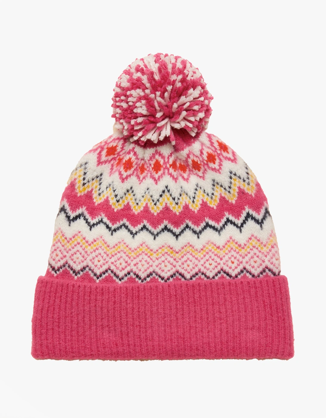Joules Women's Pink Kara Bobble Beanie Hat