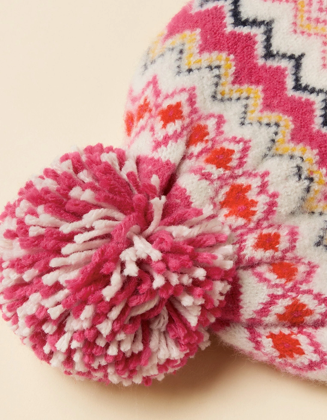 KARA BOBBLE Womens Beanie Hat Pink