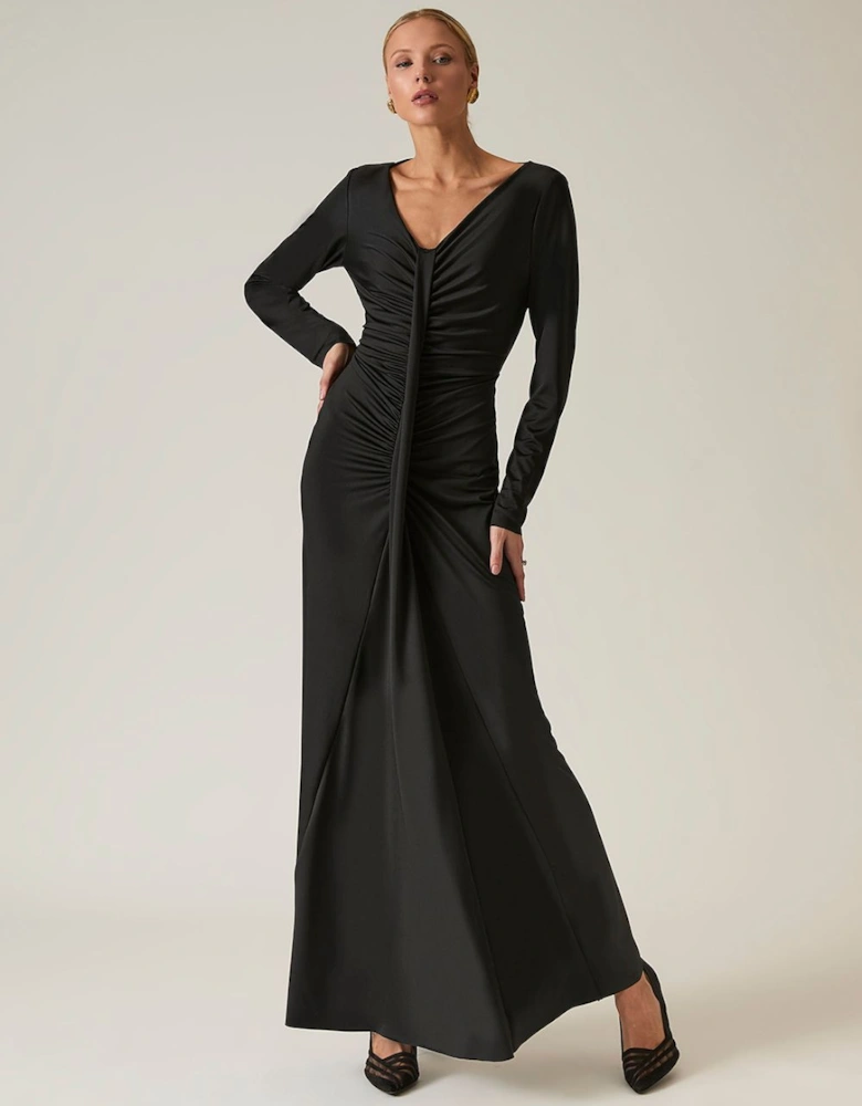 Black Sculpted Maxi Dress