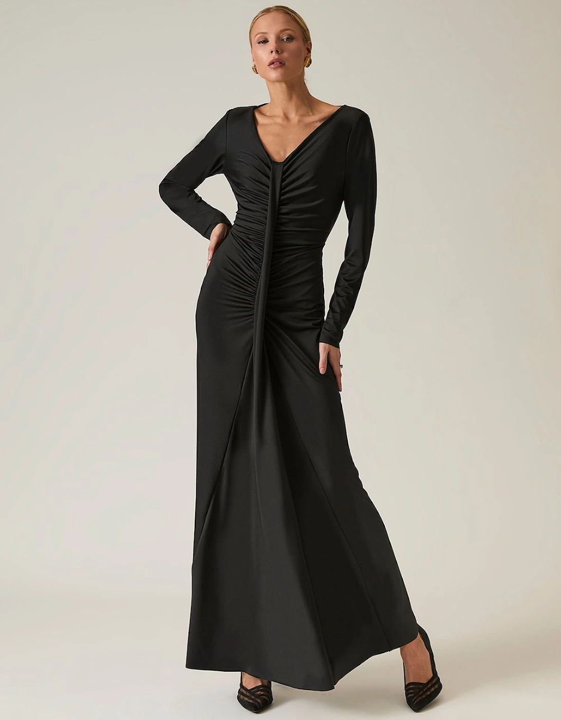 Black Sculpted Maxi Dress, 2 of 1