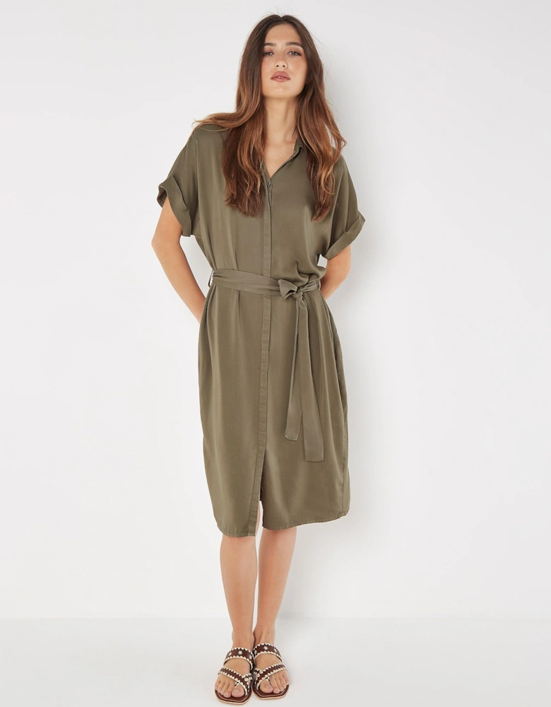 Batwing Sleeve Shirt Midi Dress