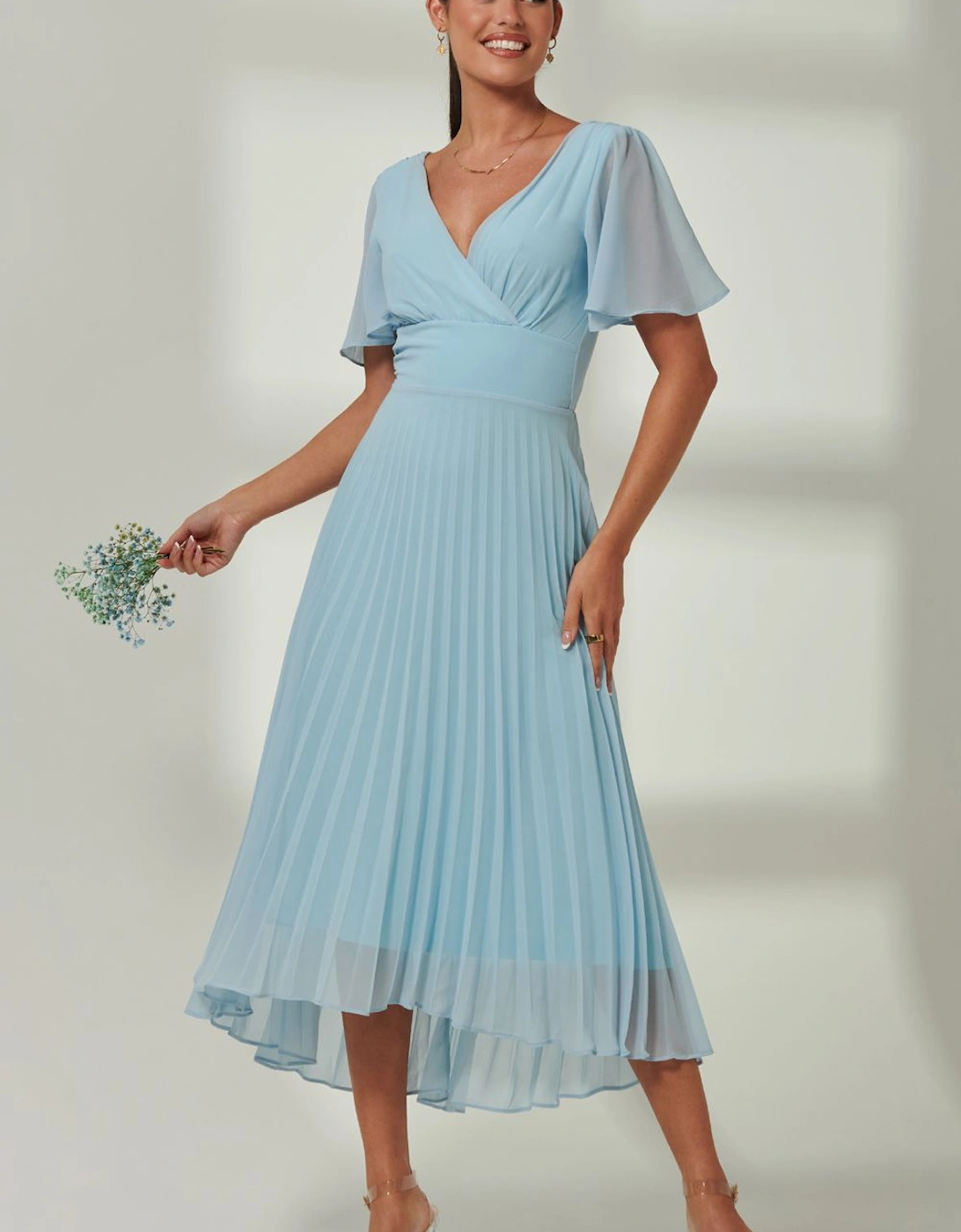 Elene Pleated High Low Chiffon Maxi Dres, 2 of 1